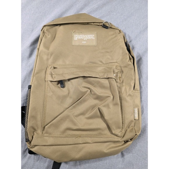 NWT East West Classic Tan Print Backpack Mesh Side‎ Pocket 15x12x4 - Picture 1 of 2